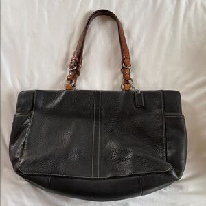 Coach F11347 Black Soft Pebbled Leather Shoulder Bag Tote- Vintage